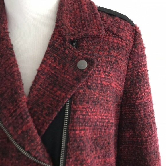 Lucky Brand | Slouchy Long Moto Jacket Women's Size S Red Full Zip Long Sleeve - Picture 7 of 12